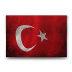 Eskitme Türk Bayrağı Tablosu - 45x30cm