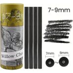 Eskiz Çizimi ve Tonlama, Kara Kalem, Doğal Söğüt Kömürü Çubukları 7/9mm-25 Adet - Çok Renkli