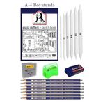Eskiz Defteri A4 50 Yaprak Karakalem Cizim Seti Golgelendirme Kalemi Hamur Silgi Faber Castell Dereceli Kalem Hobi Tasarim Seti