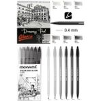 Eskiz Defteri A5 120 gr 50 Yaprak Monami Plus Pen Su Bazlı Keçeli Kalem Seti 6'lı Grey Tones