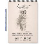 Eskiz Defteri, Ince Grenli, Kolay Silinebilir Ph Nötr Kağıt, Spiralli Sketch Book, 90 G/m², 40 - Standart