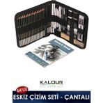 Eskiz Karakalem Çizim Seti, 54 Parça- Çantalı (Defter Hediyeli) - Siyah - 20cm