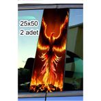 ESLEM Araç Kapı Direk Kaplama Folyosu Alevli Anka Kuşu Desenli Oto Sticker Sağ Sol Takım Seti 2li 25x50 cm