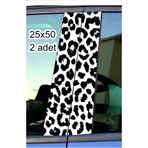 ESLEM Araç Kapı Direk Kaplama Folyosu Siyah Beyaz Leopar Desenli Oto Sticker Sağ Sol Takım 2li Set 25x50cm