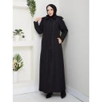 Eslemnur 140 cm Kapitone Mont Siyah Düz Desenli Uzun Kollu Kadın Klasik Stil Kalın Malzeme