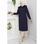 Eslemnur Kadın Kapitone Mont 110CM Kalın İç Velboalı Lacivert Renk ile Şıklık Sunar - 60