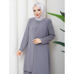 Eslemnur Kolları Taşlı Büyük Beden Anne Elbisesi - Gri - 44