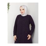 ESLEMNUR LOTUS ÇİÇEK TAŞLI BÜYÜK BEDEN ANNE ELBİSESİ