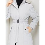 Eslemnur Nova Kumaş Şişme Mont 85CM - 44 - Krem