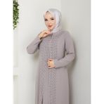 Eslemnur Papatya Taşlı Büyük Beden Anne Elbisesi - Krem - 48