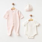 Eslenza Kız Bebek 3'lü Takım - Pembe - Yenidoğan