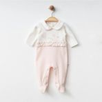 Eslenza Kız Bebek Tavşan Desenli Ayaklı Tulum - Pembe - 6 Ay