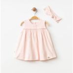 Eslenza Organik Kız Bebek Bambu Bandanalı Elbise - Pembe - 3 Yaş
