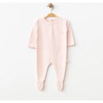 Eslenza Organik Patikli Kız Bebek Tulum - Pembe