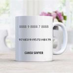 Eşler Arası Çekim Sayı Sekans Kişiye Özel Kupa Bardak - Açık Mavi - 199 ml