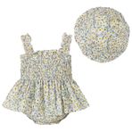 Eşleşen Balıkçı Şapkalı Bebek Geniş Kayışlı Tulum (çok renkli,90cm)