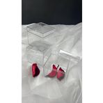eSLeTc 50 Adet 4x4 Cm Özel Tasarım Buble Mum Şeffaf Mika Kutu Nişan Nikah Söz Şekeri Hediye Kutusu