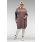 Eslina 38111 Büyük Beden Basic Penye Tunik - Vizon
