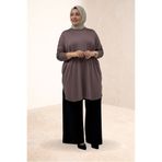 Eslina 38111 Büyük Beden Basic Penye Tunik - Vizon