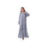 Esme Model Kolu Taşli Kloş Elbise -Gri