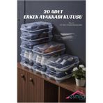 ESMİLA 20 Adet Şeffaf Erkek Ayakkabı Kutusu Düzenleyici Organizer 20 Li Set