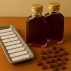 Esmo Home 2 Adet Şeffaf Cold Brew Metal Gold Kapaklı Soğuk Kahve Yassı Cam Şişe 200 ml ve Çubuk Buz Kalıbı - Option-1 - 001-Renkli