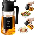 Esmo Home 2’si 1 Arada Yağ Püskürtücü & Dökücü 470 ml – Airfryer Uyumlu Cam Yağ Spreyi – Zeytinyağı, Sirke ve Salata Için – Yağ Tasarrufu Sağlayan Sprey Şişe (Siyah) - 0 - Siyah - Option-1