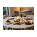Esmo Home 3'lü Bambu Sunum Tabağı Seti - 18CM 23CM 30CM Yuvarlak Servis Tabağı - Mutfak ve Sofra Düzenleyici - Option-1 - 51R-Turuncu
