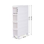 Esmo Home 4 Çekmeceli Raf, 4 Katlı 2 Ayrı Parça Kullanım, Mutfak Rafı Banyo Raf Standı Tekerlekli Niş Raf 84,5 cm Yükseklik, Beyaz KFR05W - Option-1 - Adaçayı Yeşili
