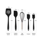 Esmo Home 5 Parça Siyah Silikon Spatula Seti | Yanmaz, Yapışmaz ve Isıya Dayanıklı - Kestane Akaju - Option-1