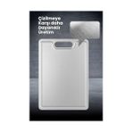 Esmo Home Aee® 2'li Paslanmaz Çelik Kesme Tahtası Seti – Su Kanallı Dayanıklı Metal Kesim Panosu – 23X34 cm ve 20X30 cm 1mm Mutfak Tahtası – Antibakteriyel Gıda Temasına Uygun - Ahşap