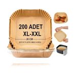 Esmo Home Airfryer Pişirme Kağıdı,xl-Xxl Büyük Boy, Kare, 200 Adet Hava Fritöz Parşömen Fırın Kağıdı Tek Kullanımlık Kağıt Fırın Fritöz Pişirme Kızartma Tavası Için Uygun 20CM - Option-1