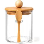 Esmo Home Amberhaus 650 ml Bambu Kaşıklı ve Vakum Kapaklı Cam Kavanoz - Hava Sızdırmaz Geniş Ağızlı Erzak, Baharat ve Yulaf Saklama Kabı - Çok Amaçlı Tezgah Üstü Düzenleyici (10X10 Cm) - 0 Siyah - Option-1