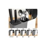 Esmo Home Ayarlanabilir Sürgülü Kaşıklık Bıçaklık Organizer,2-3 Bölmeli Tezgah Üstü Stand (Gri) - Kestane Akaju - Option-1