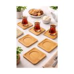 Esmo Home Bambu Çay Tabağı Altlığı, Kare Şekilli, Bej, Elde Yıkama Önerilen, Bulaşık Makinesi Uygun Değil, 10 x 10 Cm, 6 Parça - Kestane Akaju - Option-1
