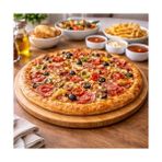 Esmo Home Bambu Pizza Servis Tabağı 32 cm – Yuvarlak Ahşap Sunum Tepsisi, Doğal Bambu Kesme & Servis Tahtası, Pizza & Kahvaltı Sunumu Için - Option-1 - 51R-Turuncu