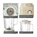 Esmo Home Berghoff Gem Retro 1500 W Masaüstü Blender – 1, 5 L Cam Hazne, Titanyum Bıçak, Bakır Ac Motor | Krem - Ahşap