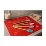 Esmo Home Büyük Boy Silikon Hamur Matı ile Birlikte Ahşap Saplı 5"li Spatula Seti Kolay Kullanım - Kestane Akaju - Option-1