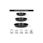 Esmo Home Cook-Lab 32-34-36 cm 3'lü Emaye Yuvarlak Pizza Fırın Tepsi Seti Siyah 32 x 32 - Kestane Akaju - Option-1