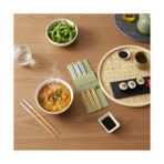 Esmo Home Deconox 4 Çift (8 Adet) Desenli Bambu Yemek Çubuğu Seti – 21CM %100 Doğal Ahşap Sushi Çubuğu | Ramen, Noodle ve Asya Yemekleri Için Yeniden Kullanılabilir ve Çevre Dostu Çubuk Seti (Mavi-Beyaz) - 01P-Pembe
