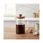 Esmo Home Deconox Akasya Ahşap Kapaklı Borosilikat Cam French Press - Ölçü Çizgili Kahve ve Çay Demliği (350ML ve 600ML Boy Seçenekli) (600ML) - Option-1 - 001-Renkli