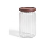 Esmo Home Deconox Akasya Kapaklı Çizgili Cam Kavanoz (750 Ml) | Hava Geçirmez, Modern Fitilli Tasarım Gıda Saklama Kabı | Bakliyat, Kahve, Çay ve Kuruyemiş Kavanozu (9X15 Cm) - 0 Siyah - Option-1