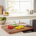 Esmo Home Deconox Doğal Akasya Ahşap Doğrama ve Kesme Tahtası - Kesme Panosu - 32X21X1.5 cm Çok Amaçlı Sunum Tepsisi, Peynir ve Et Servis Tahtası
