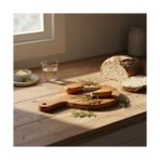 Esmo Home Deconox Doğal Akasya Peynir Sunum Tahtası ve Servis Seti – 25X17 cm Saplı Mini Kesme Tahtası, Yanında Özel Bambu Saplı Peynir Bıçağı ve Çatalı Ile (3 Parça) - Ahşap