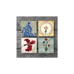 Esmo Home Ebru Sanatı, Lale, Tavus Kuşu Taş Bardak Altlığı Seti - 4 Parça - Dekoratif, Rustik Mutfak Aksesuarı, 10X10 Cm, Kaydırmaz Tabanlı, Şık ve Dayanıklı SC120 - Kestane Akaju - Option-1