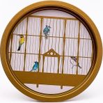 Esmo Home EVLE-EE197-T7 Bird Cage Desenli Yuvarlak Tepsi 32 cm (Bird Cage) - Kestane Akaju - Option-1