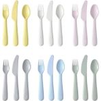 Esmo Home Ikea 704.613.85 Kalas 18 Parça Sofra Takımı Seti, Karışık Renkler, Bir Çocuğun Yiyecekleri Kesmesi ve Bölmesi Daha Kolay, Çocukların Küçük Ellerinde Tutması Kolay, Bıçağın Tırtıklı Kenarı Vardır - Kestane Akaju - Option-1
