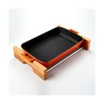 Esmo Home Lava Metal Döküm Dikdörtgen Tepsi ve Ahşap Altlığı, 26X40CM - 10 cm - 001-Renkli