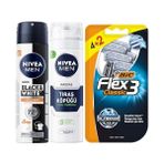 Esmo Home Men Erkek Sprey Deodorant & Invisible Güçlü Etki 72 Saat Anti-Perspirant Koruma 150ML + Tıraş Köpüğü 200 ml + Bıc 3 Erkek Tıraş Bıçağı 6'lı Blister (3 Bıçak) - Option-1