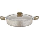 Esmo Home Papilla Magma 30 cm Basık Karnıyarık Tenceresi - Iç Dış Beyaz ve Bronz Detaylı Yanmaz Yapışmaz Büyük Boy Pilav Tenceresi - (No Color) - Option-1
